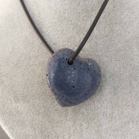 Blue MADREPORE Mother of Pore Pendant HEART - SCORPIO AQUARIUS MINERALS Crystal Healing Zen-2