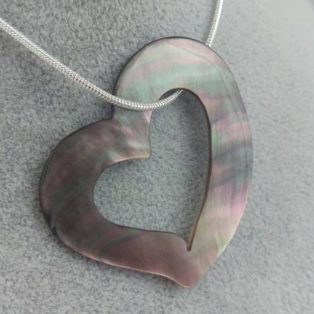 Mother of Pearl Pendant HEART - AQUARIUS PISCES Crystal Healing MINERALS Jewels-2