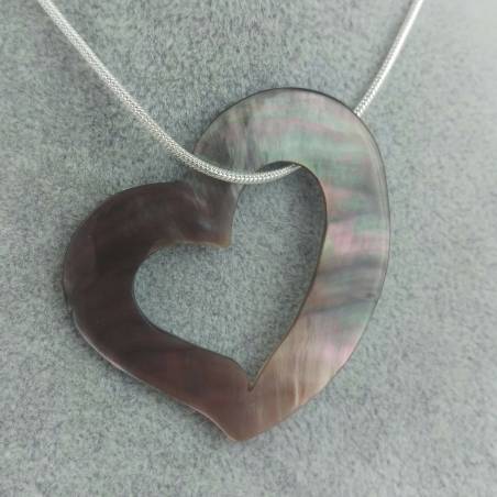 Mother of Pearl Pendant HEART - AQUARIUS PISCES Crystal Healing MINERALS Jewels-3