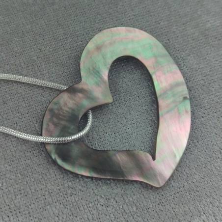 Mother of Pearl Pendant HEART - AQUARIUS PISCES Crystal Healing MINERALS Jewels-4