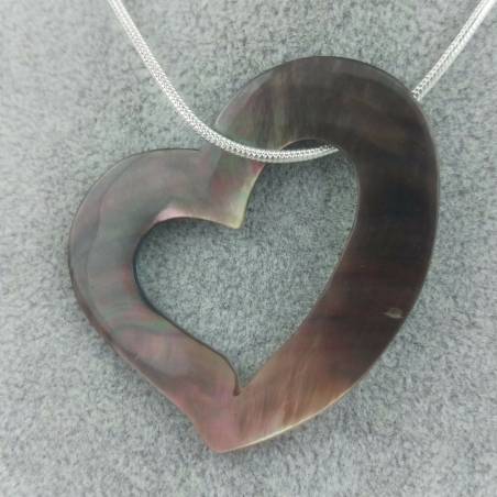 Mother of Pearl Pendant HEART - AQUARIUS PISCES Crystal Healing MINERALS Jewels-5
