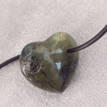 LABRADORITE Pendant HEART - SAGITTARIUS CAPRICORN Crystal Healing MINERALS A+-5