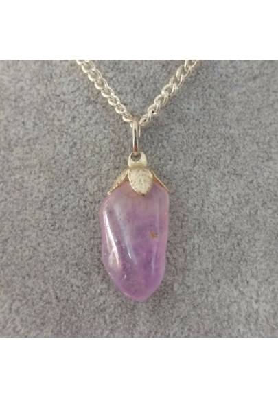 SILVER AMETHYST PENDANT Flower - ARIES PISCES MINERALS Crystal Healing-1