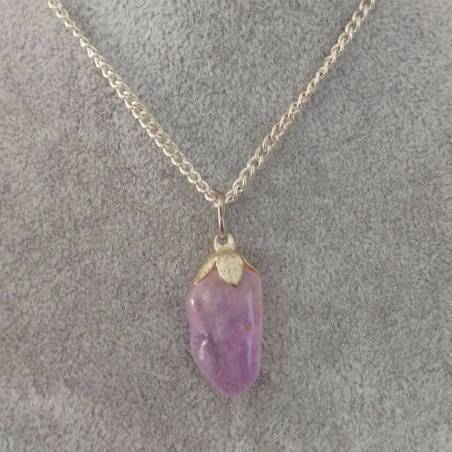 SILVER AMETHYST PENDANT Flower - ARIES PISCES MINERALS Crystal Healing-4