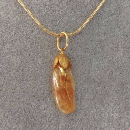 Golden CITRINE Quartz Flower Pendant - ARIES GEMINI VIRGO Crystal Healing MINERALS-2
