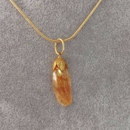 Golden CITRINE Quartz Flower Pendant - ARIES GEMINI VIRGO Crystal Healing MINERALS-3