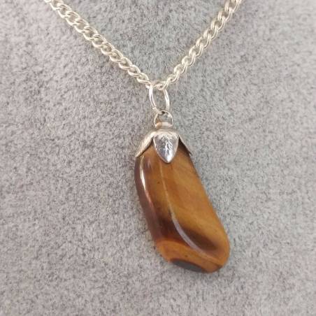 Tiger's EYE SILVER Flower Pendant SCORPIO CAPRICORN Crystal Healing-4