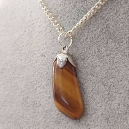Tiger's EYE SILVER Flower Pendant SCORPIO CAPRICORN Crystal Healing-5