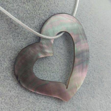 Mother of Pearl Pendant HEART - Zodiac: CANCER Crystal Healing Zodiac Gift Idea-1