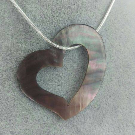 Mother of Pearl Pendant HEART - Zodiac: CANCER Crystal Healing Zodiac Gift Idea-2