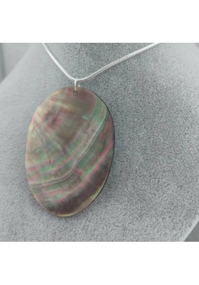 Mother of Pearl Pendant Classic SILVER Plated - CANCER Necklace MINERALS Holidays-1