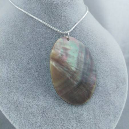 Mother of Pearl Pendant Classic SILVER Plated - CANCER Necklace MINERALS Holidays-3