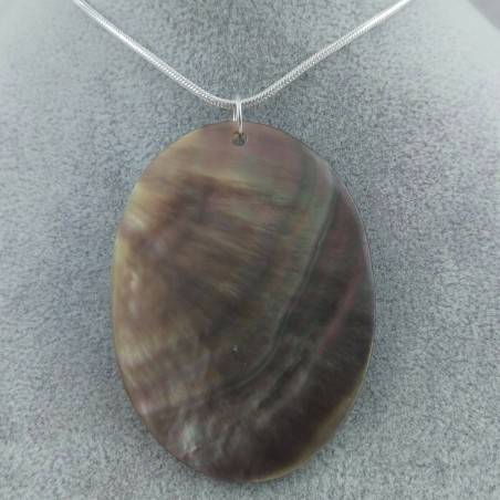 Mother of Pearl Pendant Classic SILVER Plated - CANCER Necklace MINERALS Holidays-4