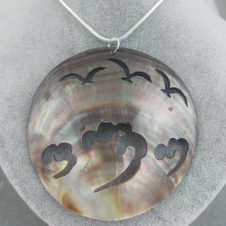Mother of Pearl Pendant SUNSET - CANCER Crystal Healing Charm Natural Sea-1