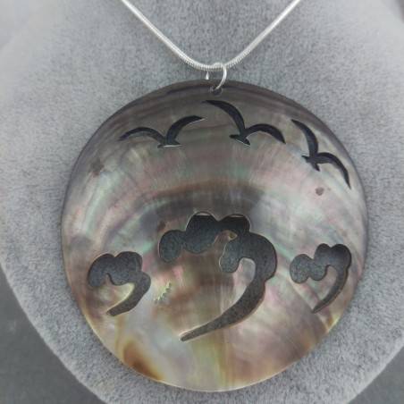 Mother of Pearl Pendant SUNSET - CANCER Crystal Healing Charm Natural Sea-2