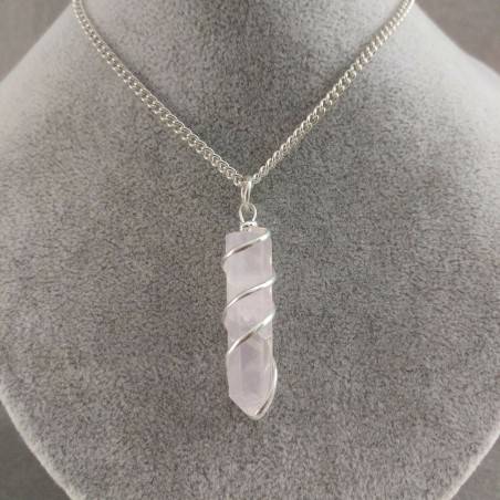Rose Quartz OBELISK Pendant - CAPRICORN LIBRA MINERALS Crystal Healing-2