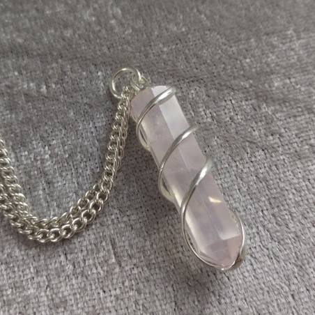 Rose Quartz OBELISK Pendant - CAPRICORN LIBRA MINERALS Crystal Healing-3
