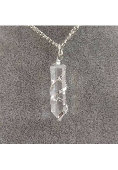 Hyaline Quartz OBELISK Pendant - AQUARIUS MINERALS Crystal Healing-1