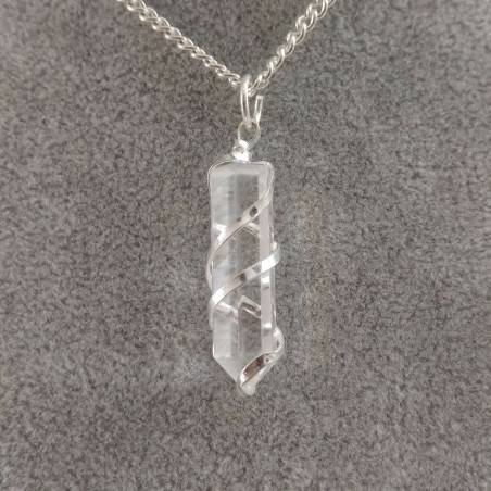 Hyaline Quartz OBELISK Pendant - AQUARIUS MINERALS Crystal Healing-1