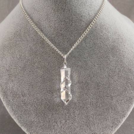 Hyaline Quartz OBELISK Pendant - AQUARIUS MINERALS Crystal Healing-2