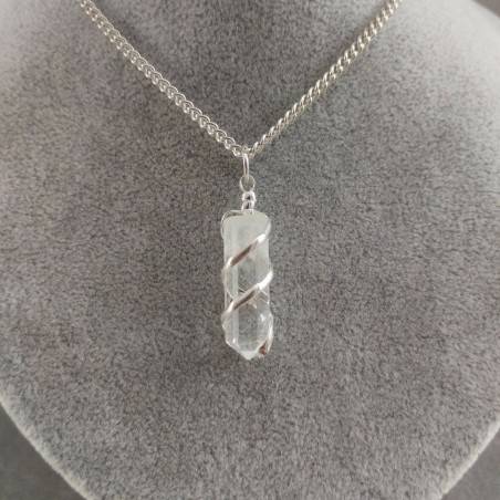 Hyaline Quartz OBELISK Pendant - AQUARIUS MINERALS Crystal Healing-3