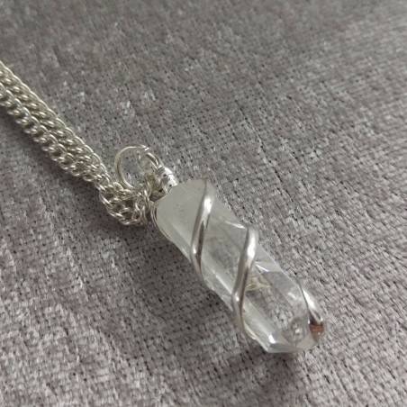 Hyaline Quartz OBELISK Pendant - AQUARIUS MINERALS Crystal Healing-4