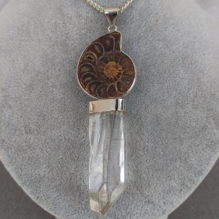 Rock CRYSTAL Pendant with Ammonite - AQUARIUS MINERALS Zodiac-2