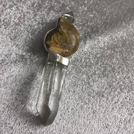Rock CRYSTAL Pendant with Ammonite - AQUARIUS MINERALS Zodiac-3