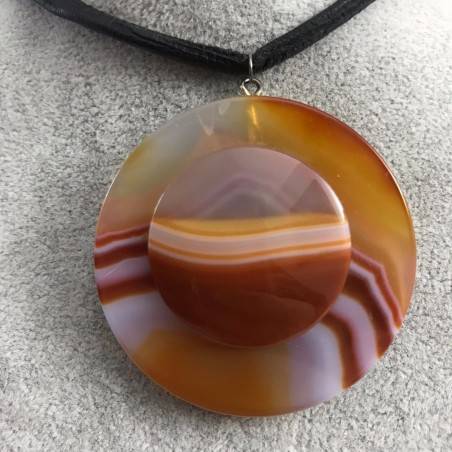 CARNELIAN AGATE Pendant Disc 2 - Taurus Cancer Leo MINERALS Crystal Healing-2