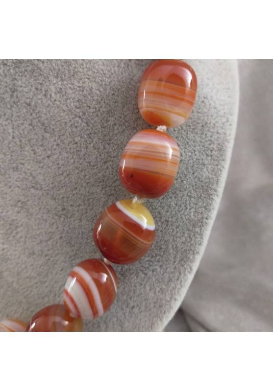 CARNELIAN Necklace PEARL - CANCER TAURUS LEO Pietre Burattate Zodiac MINERALS-1