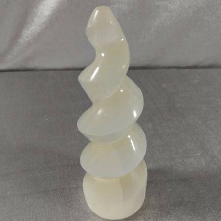 Obelisco in Selenite a Spirale Burattata Cristalloterapia Chakra Minerali Pietre-1