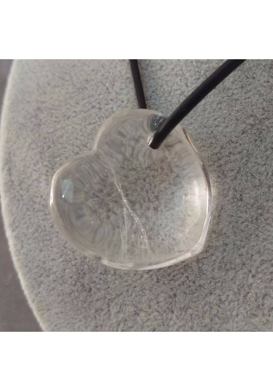 Collana Cuor di CRISTALLO di Rocca o Quarzo IALINO Ciondolo CUORE Chakraa Reiki-1