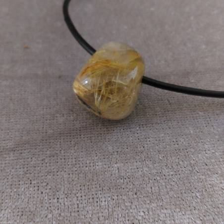 Ciondolo GOCCIA di QUARZO RUTILATO Cristallo Collana Cristalloterapia Chakra A+-2