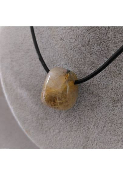 Ciondolo GOCCIA di QUARZO RUTILATO Cristallo Collana Cristalloterapia Chakra A+-1