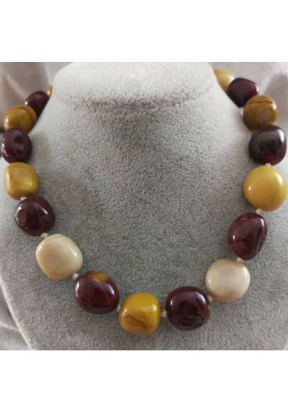 Collana Perle di Diaspro Mokaite Cristalloterapia Chakra Gioiello Minerale Reiki-1