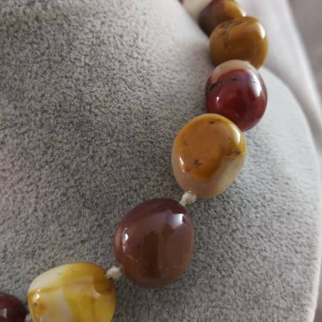 Collana Perle di Diaspro Mokaite Cristalloterapia Chakra Gioiello Minerale Reiki-3
