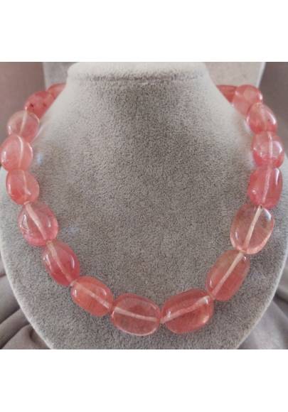 Necklace PEARL in Rose Quartz Tumbled Stone Pendant Crystal Healing Jewel Color-1