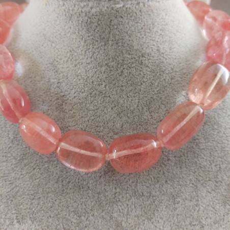 Necklace PEARL in Rose Quartz Tumbled Stone Pendant Crystal Healing Jewel Color-2