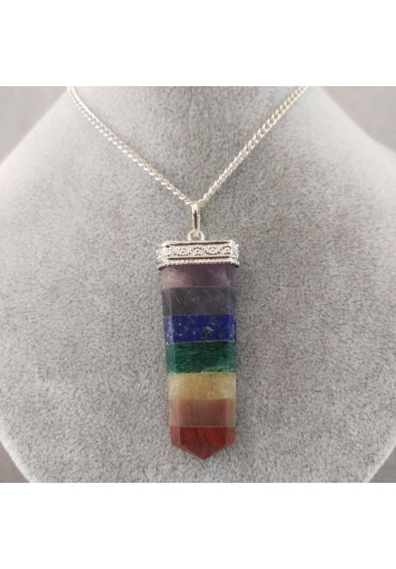 Seven 7 Chakra Pendant Crystal Healing Rose Quartz AMETHYST Jasper LAPIS LAZULI-1