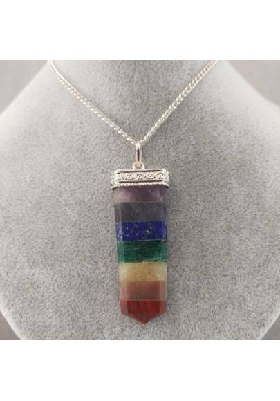 Seven 7 Chakra Pendant Crystal Healing Rose Quartz AMETHYST Jasper LAPIS LAZULI-1