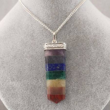 Seven 7 Chakra Pendant Crystal Healing Rose Quartz AMETHYST Jasper LAPIS LAZULI-1