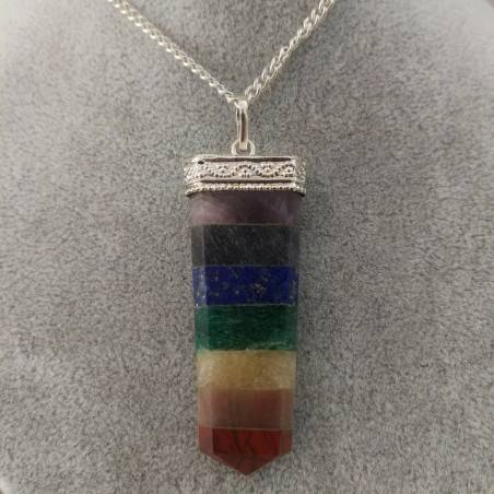 Seven 7 Chakra Pendant Crystal Healing Rose Quartz AMETHYST Jasper LAPIS LAZULI-2