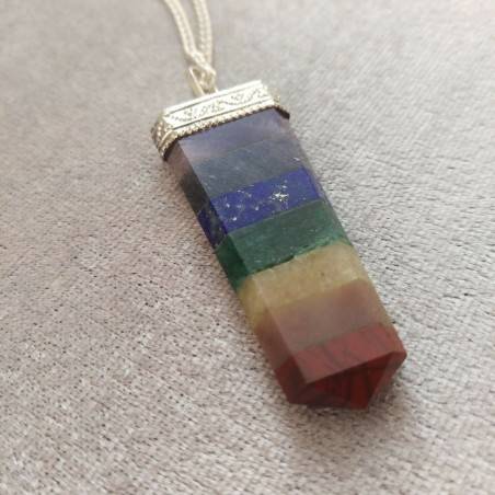 Seven 7 Chakra Pendant Crystal Healing Rose Quartz AMETHYST Jasper LAPIS LAZULI-3