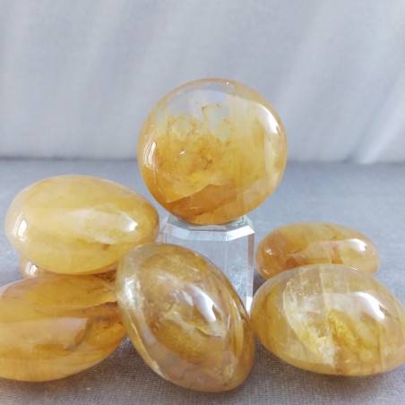 Palmstone Round in QUARTZ Hematoid BIG Massage Chakra Crystal Healing Zen-2