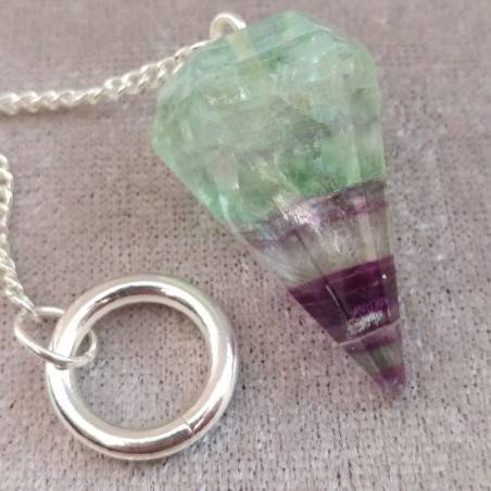 Pendolino Professionale in FLUORITE Pendolo Cristalli Chakra Meditazione Argento-2
