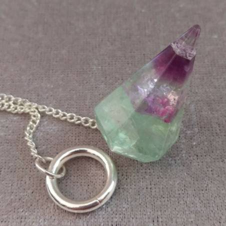 Pendolino Professionale in FLUORITE Pendolo Cristalli Chakra Meditazione Argento-3