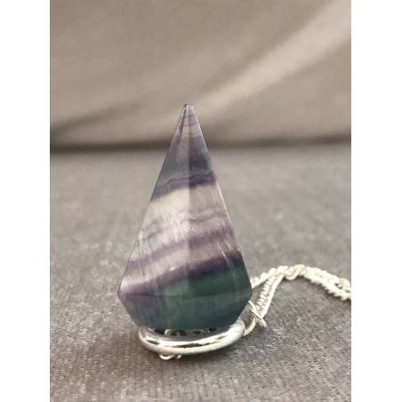 Pendolino Professionale in FLUORITE Pendolo Cristalli Chakra Meditazione Argento-6