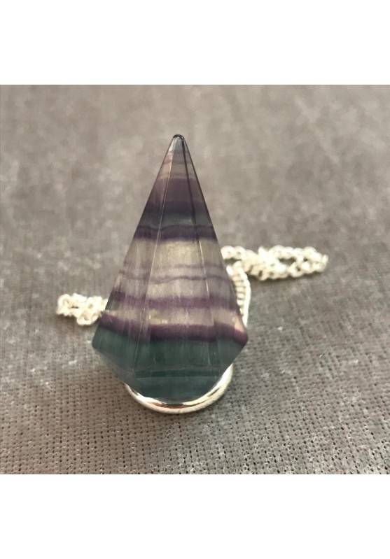Pendolino Professionale in FLUORITE Pendolo Cristalli Chakra Meditazione Argento-1