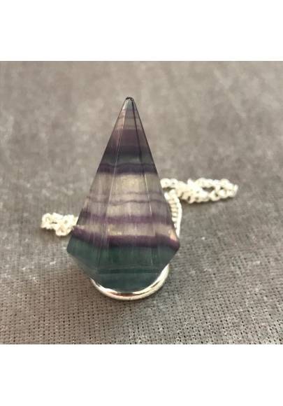 Pendolino Professionale in FLUORITE Pendolo Cristalli Chakra Meditazione Argento-1