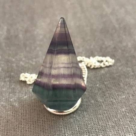 Pendolino Professionale in FLUORITE Pendolo Cristalli Chakra Meditazione Argento-1